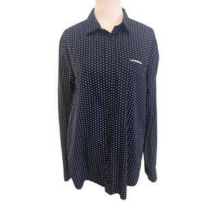 Mens Scotch & Soda Navy Blue Geo Print Long Sleeve Button Down‎ Shirt Pocket XXL